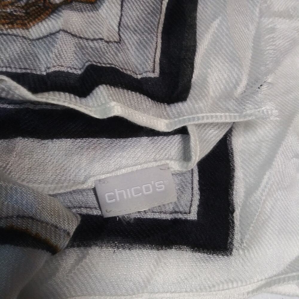 Chicos Nautical Print Scarf in Blue and White Coastal Beach Size OS - Picture 3 of 7